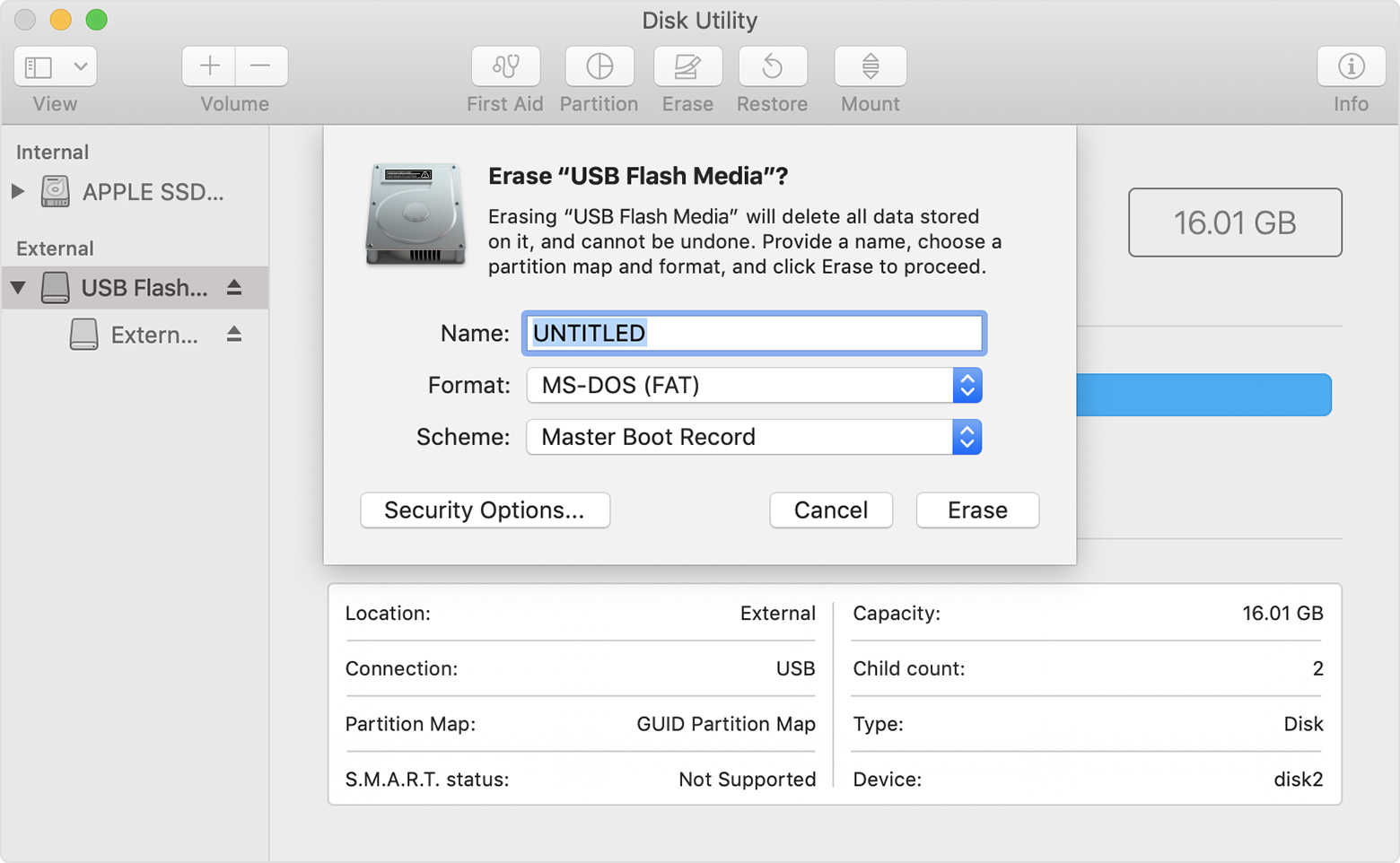 reformat a flash drive on mac for pc and mac